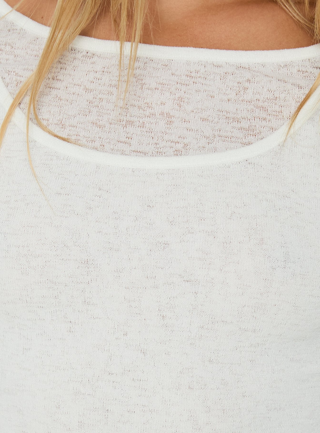 Theaya Sheer Layered Long Sleeve Top White