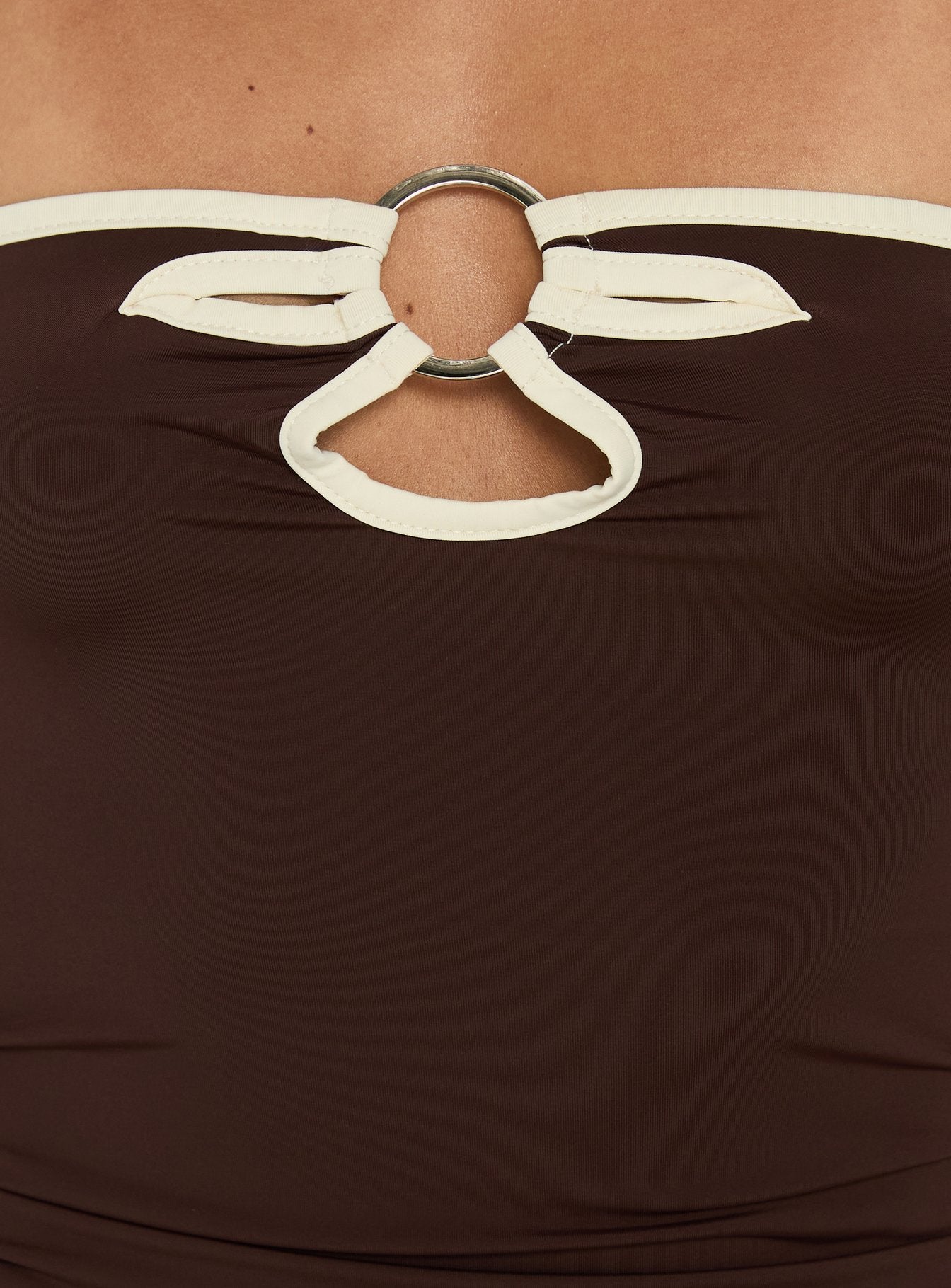 Mersey Strapless Ring Detail Top Chocolate / Cream
