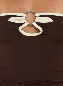 Mersey Strapless Ring Detail Top Chocolate / Cream