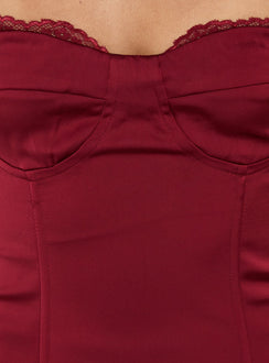 Jazzy Strapless Corset Playsuit Burgundy
