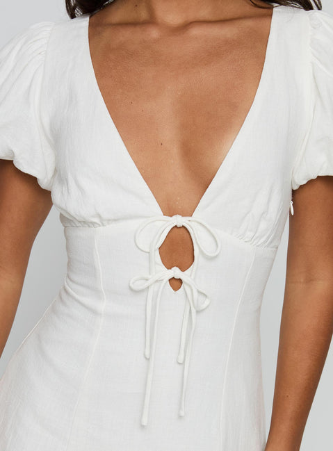 beyond linen blend mini dress white Princess Polly Women's Beyond Linen Blend Minidress - Natural