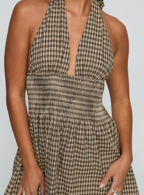 brown plaid dress princess polly Motley Mini Dress Brown Check Tall