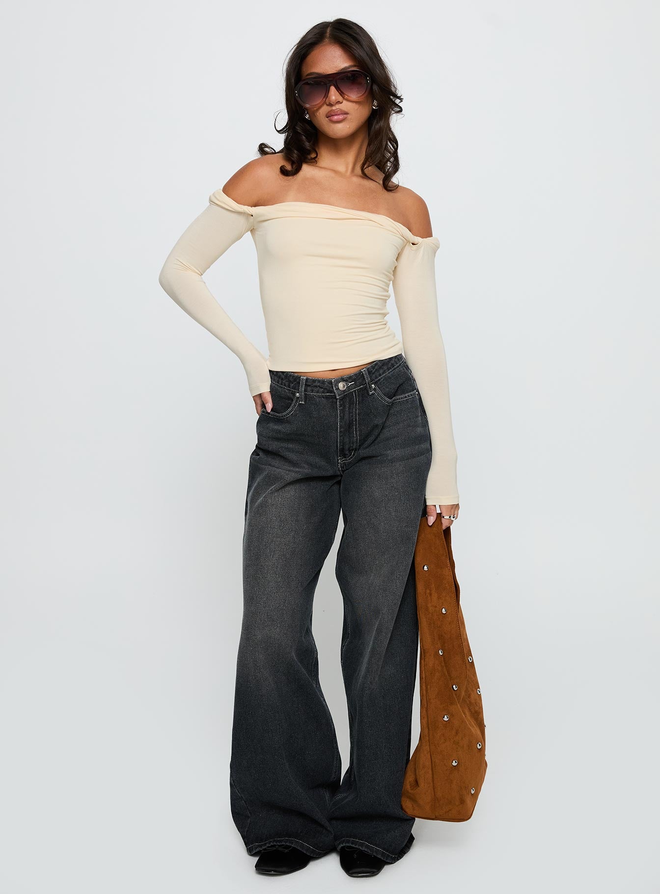 Naylor Wide Leg Jeans Grey Wash Petite