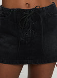 product Princess Polly Amethysta Denim Skort Black High Waisted Shorts 