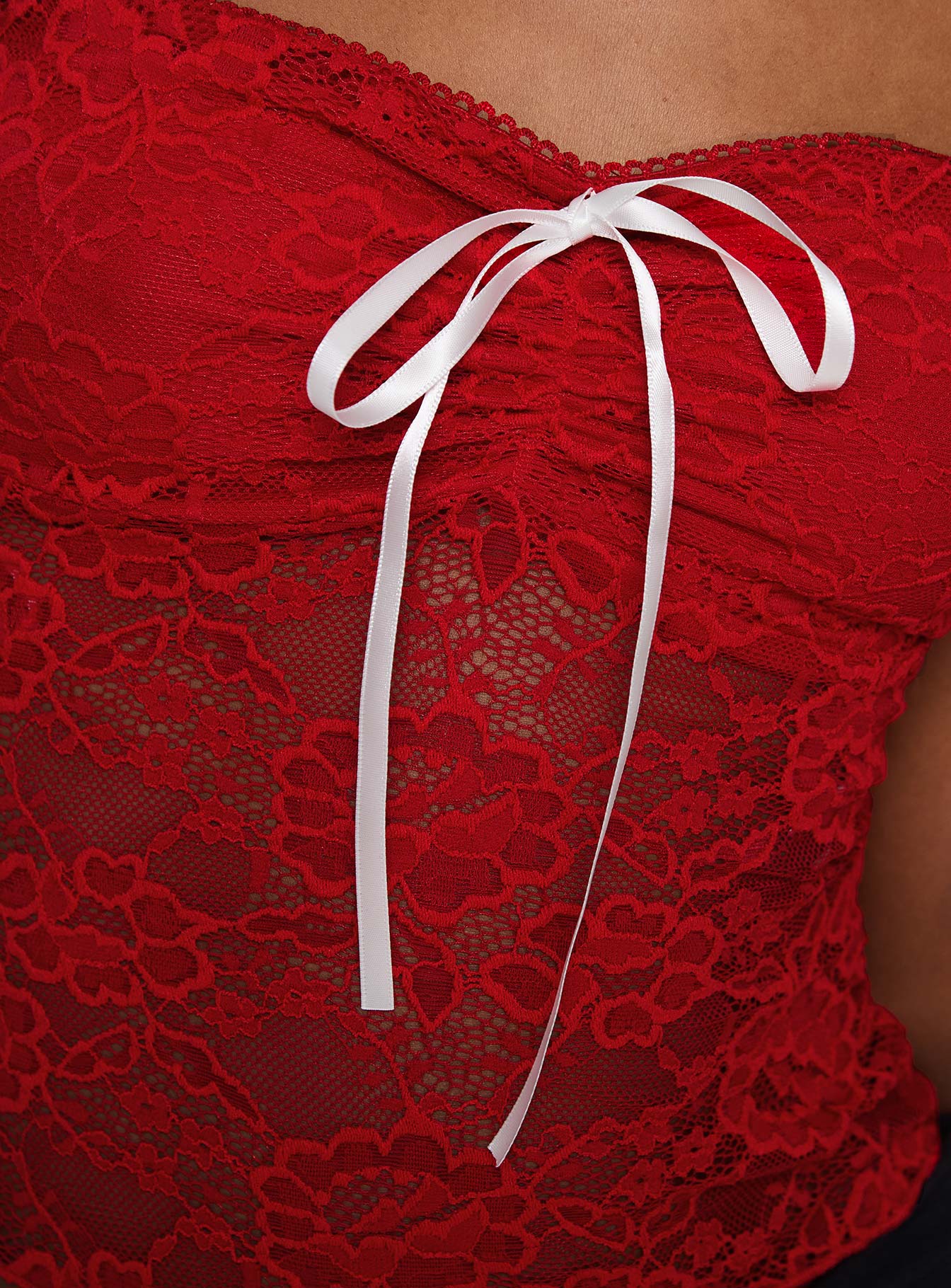 product Princess Polly Winnick Strapless Lace Top Red Sleeveless Sweetheart 