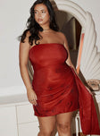 Princess Polly straight  Quinlan Strapless Mini Dress Red Curve