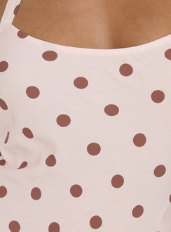 Picante Bias Cross Back Maxi Dress Pink Polka