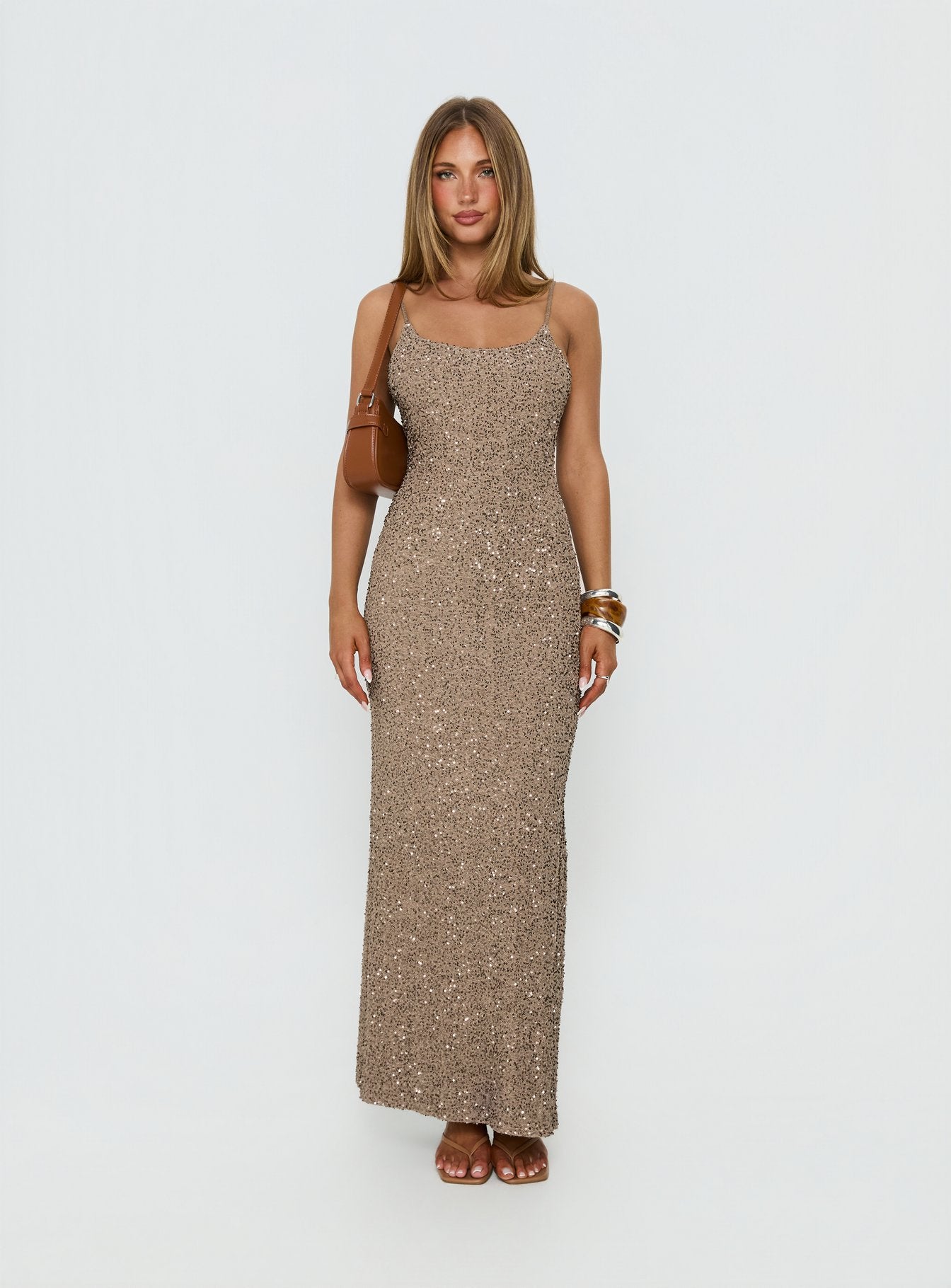 Knox Maxi Dress | Brown Sequin | Womens | Princess Polly Knox Maxi Dress | Brown Sequin | Womens | Princess Polly