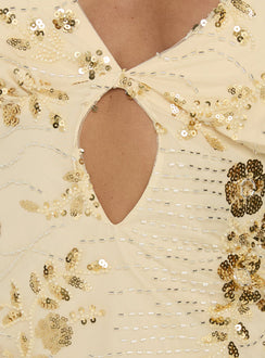 Eurydice Sequin Cross Back Detail Top Gold