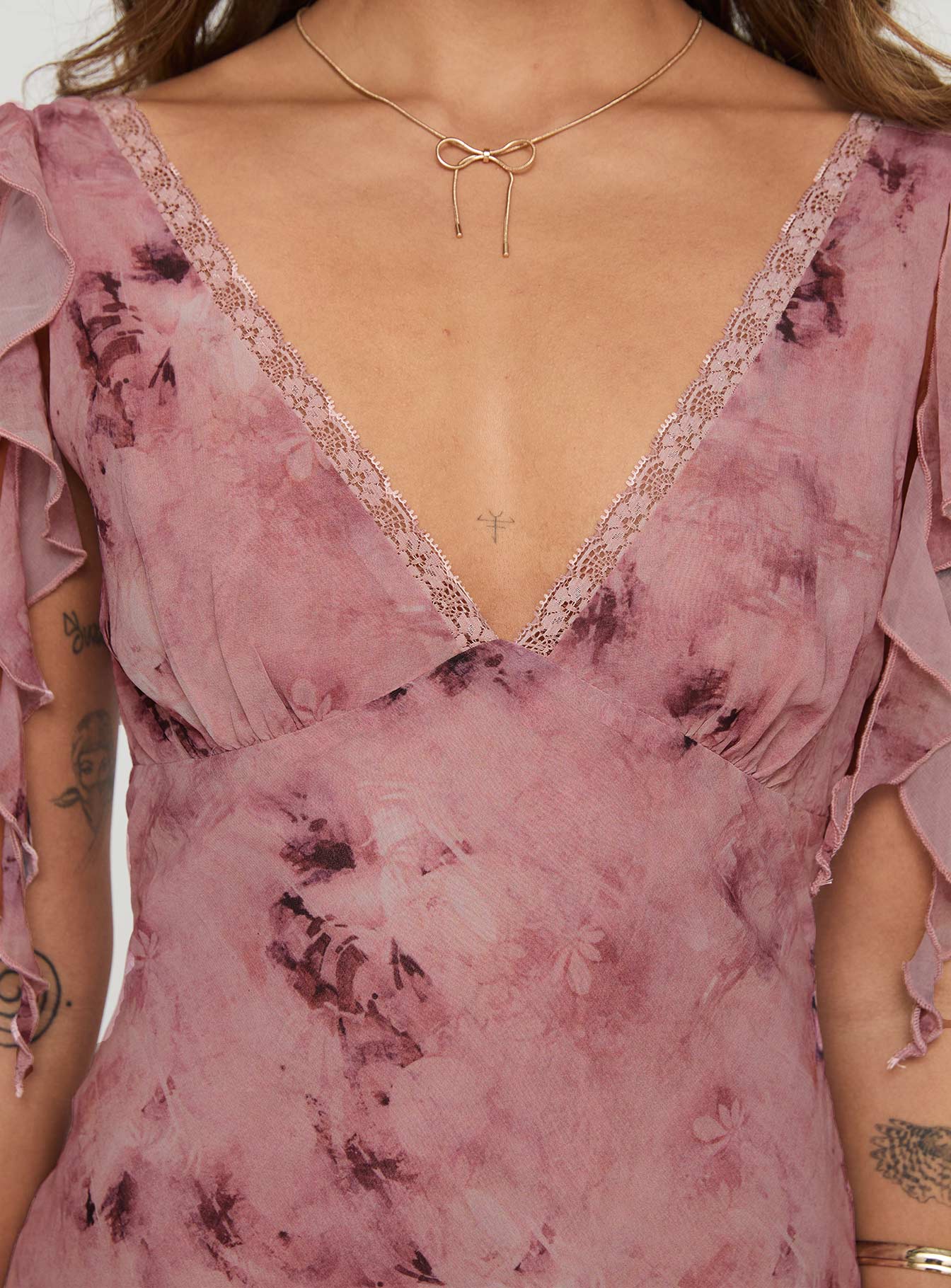 princess polly pink midi dress Modal Lace-Trim Midaxi Dress in Soft Pink - 4