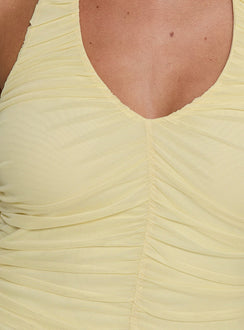 Eye Candy Ruched Halter Top Lemon