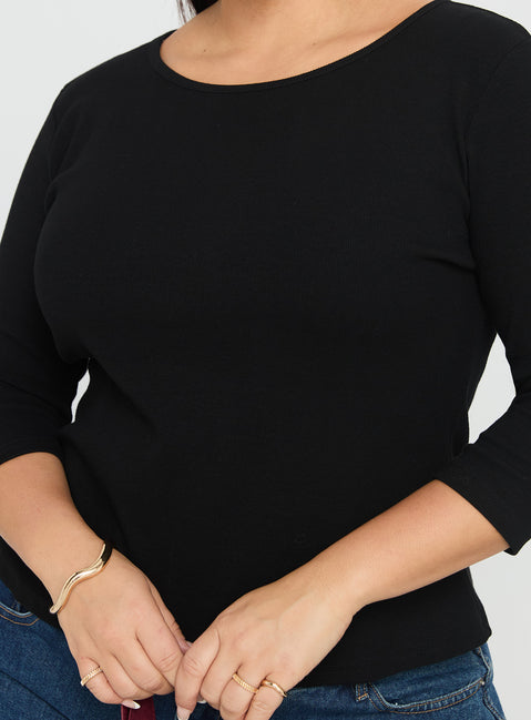 Elaia 3/4 Sleeve Top Black Curve