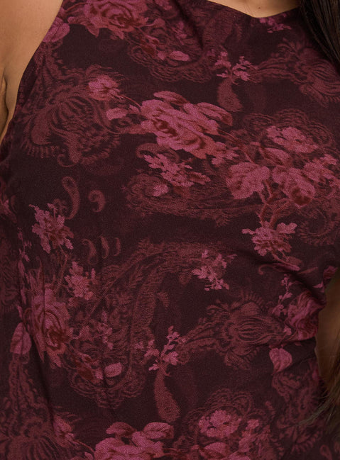 princess polly vivre mini dress Vivre Long Sleeve Mini Dress | Burgundy Paisley | Womens