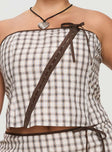 back view of model wearing Princess Polly Be My Baby Top Plaid Curve Sleeveless straight 