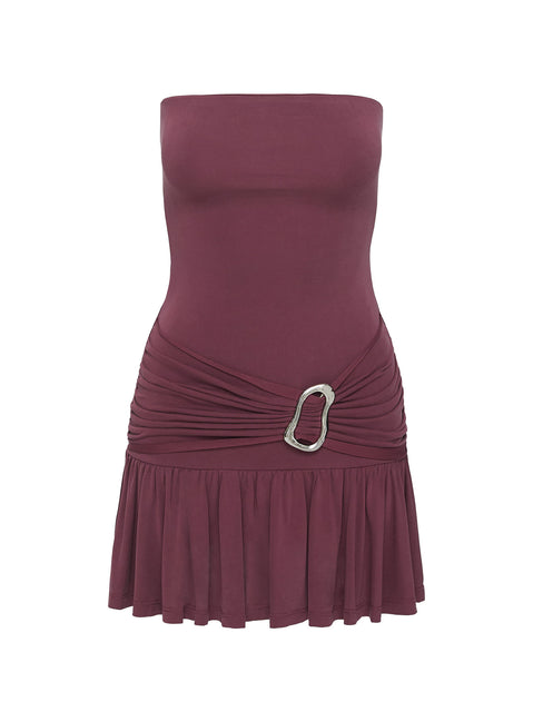 Love Lingers Strapless Mini Dress Burgundy | Princess Polly Love Lingers Strapless Mini Dress Burgundy | Princess Polly