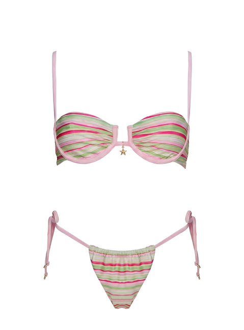 Heatwaves Underwire Bikini Top Green / Pink Stripe