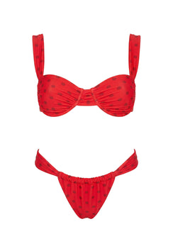Heatwave Halo Underwire Bikini Top Red Polka