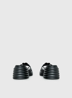 Therapy Flaunt Platform Flower Detail Sandals Black