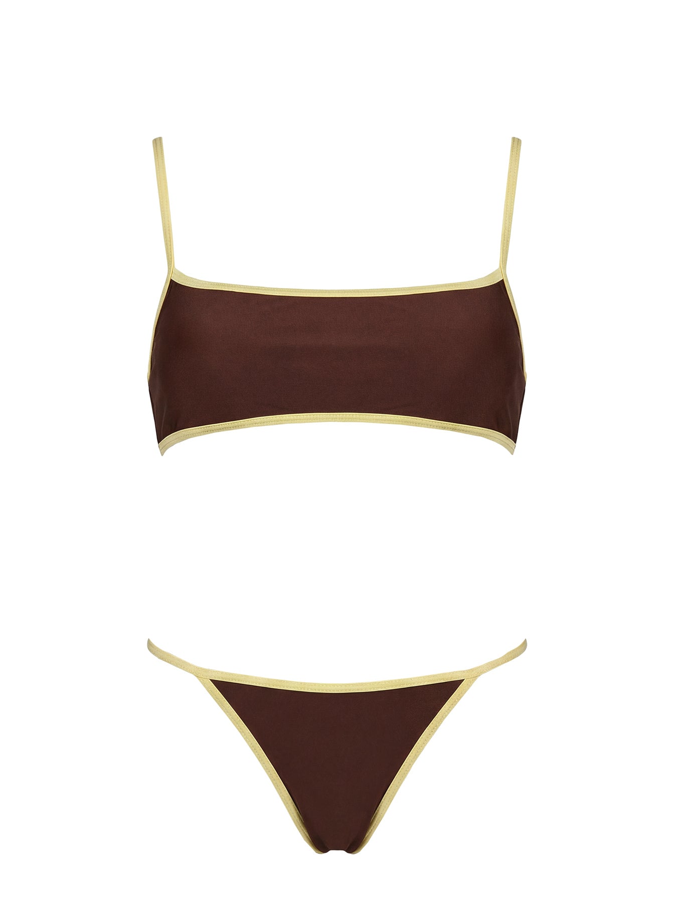 Remaro Contrast Bikini Top Brown / Yellow
