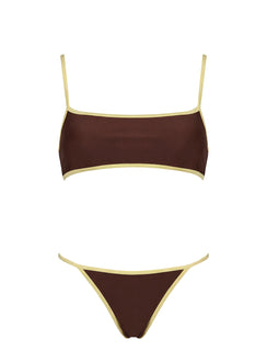 Remaro Contrast Bikini Top Brown / Yellow