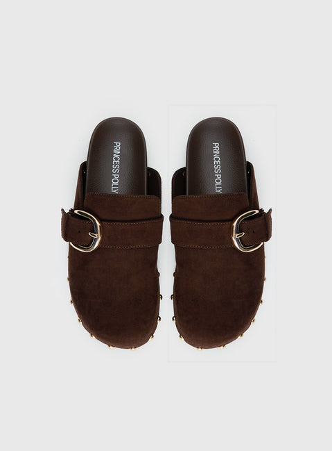 Way Life Goes Stud Detail Clogs Chocolate