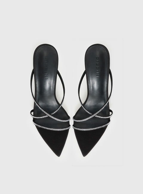 Billini Effy Heels Black Satin Diamante