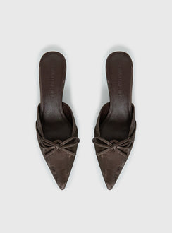 Unrivaled Pointed Toe Faux Suede Heels Chocolate