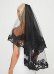 Black Veil Two tiered lace detailing on the hem mesh material