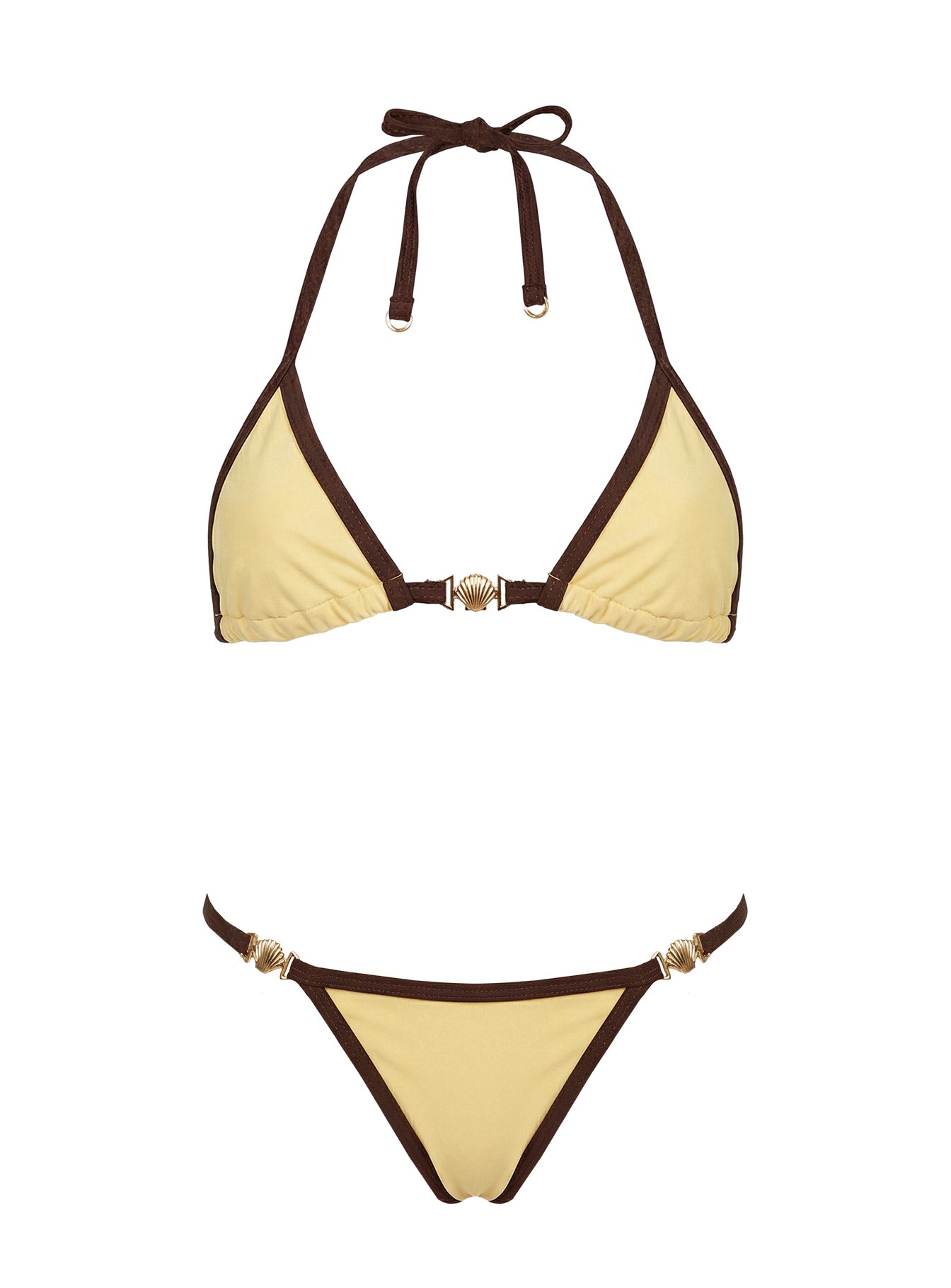 Maurita Hardware Halter Bikini Top Yellow / Brown