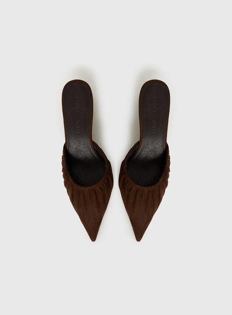 Admiration Pointed Toe Faux Suede Heels Brown