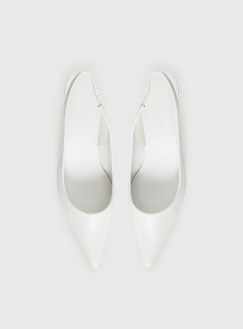 Denalia Pointed Toe Heels White Matte