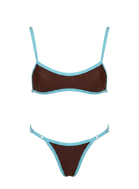 Jacopa Scoop Contrast Bikini Top Chocolate / Blue