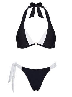 Ocean Haze Halter Bikini Top Black / White