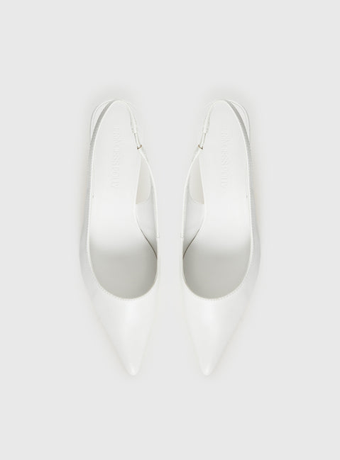 Denalia Pointed Toe Heels White Matte