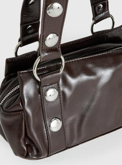 Amarra Studded Faux Leather Shoulder Bag Washed Brown