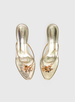 Billini Dalella Thong Heels Gold Metallic