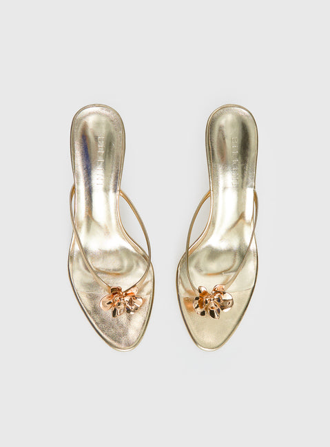 Billini Dalella Thong Heels Gold Metallic