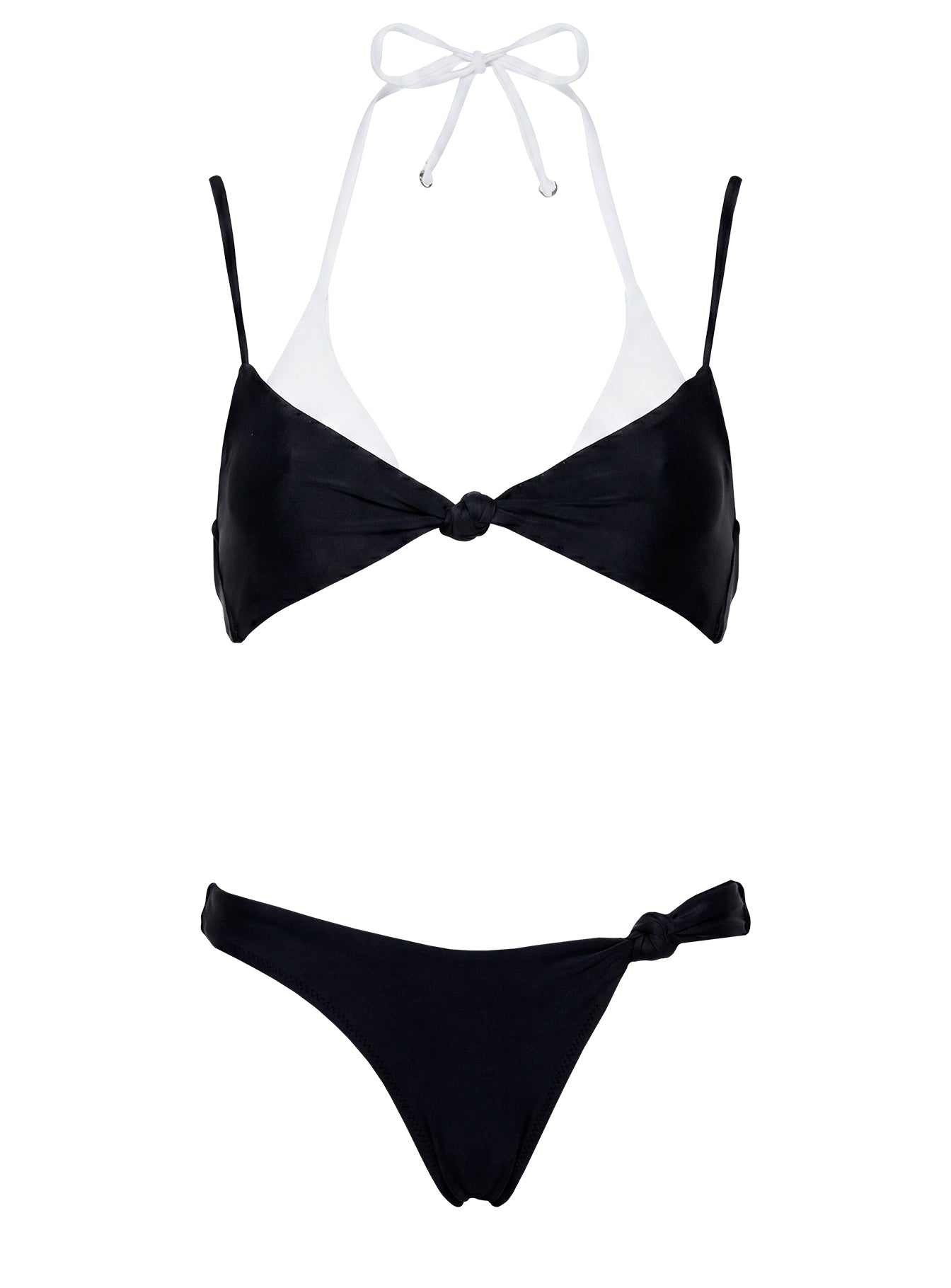 Melesa Knotted Cheeky Bikini Bottom Black / White | Princess Polly