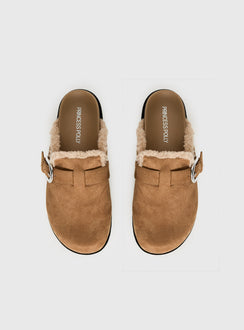 Raxton Faux Suede Clogs Brown