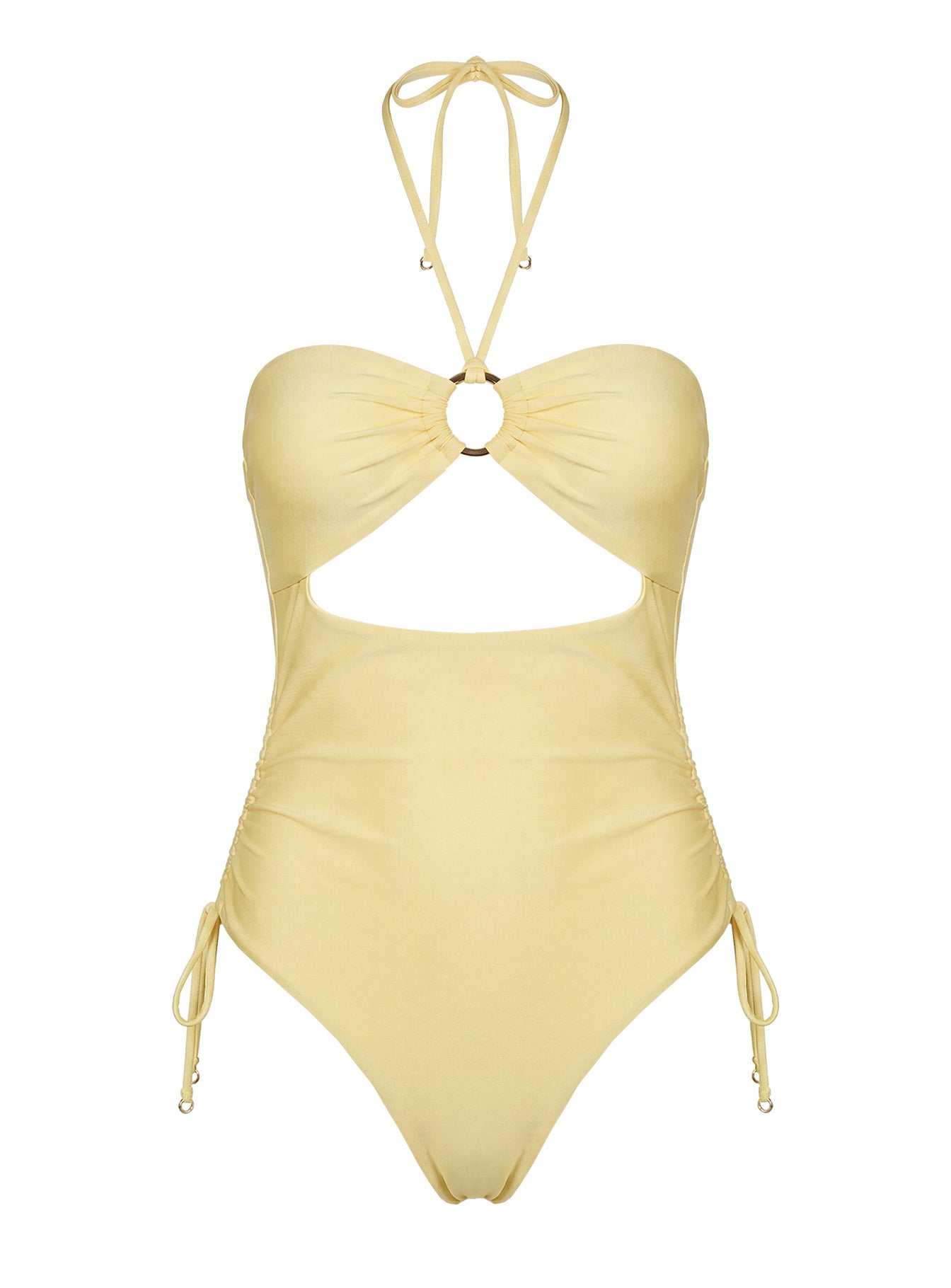 Ubelia Halter Cut Out One Piece Yellow
