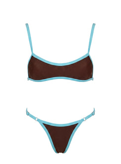 Beasley Cheeky Bikini Bottoms Chocolate / Blue