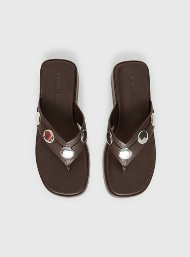 Princess Polly Men\'s Brown Double-Strap Buckle Sandals Ma Belle Sandals Chocolate | Princess Polly main image 3