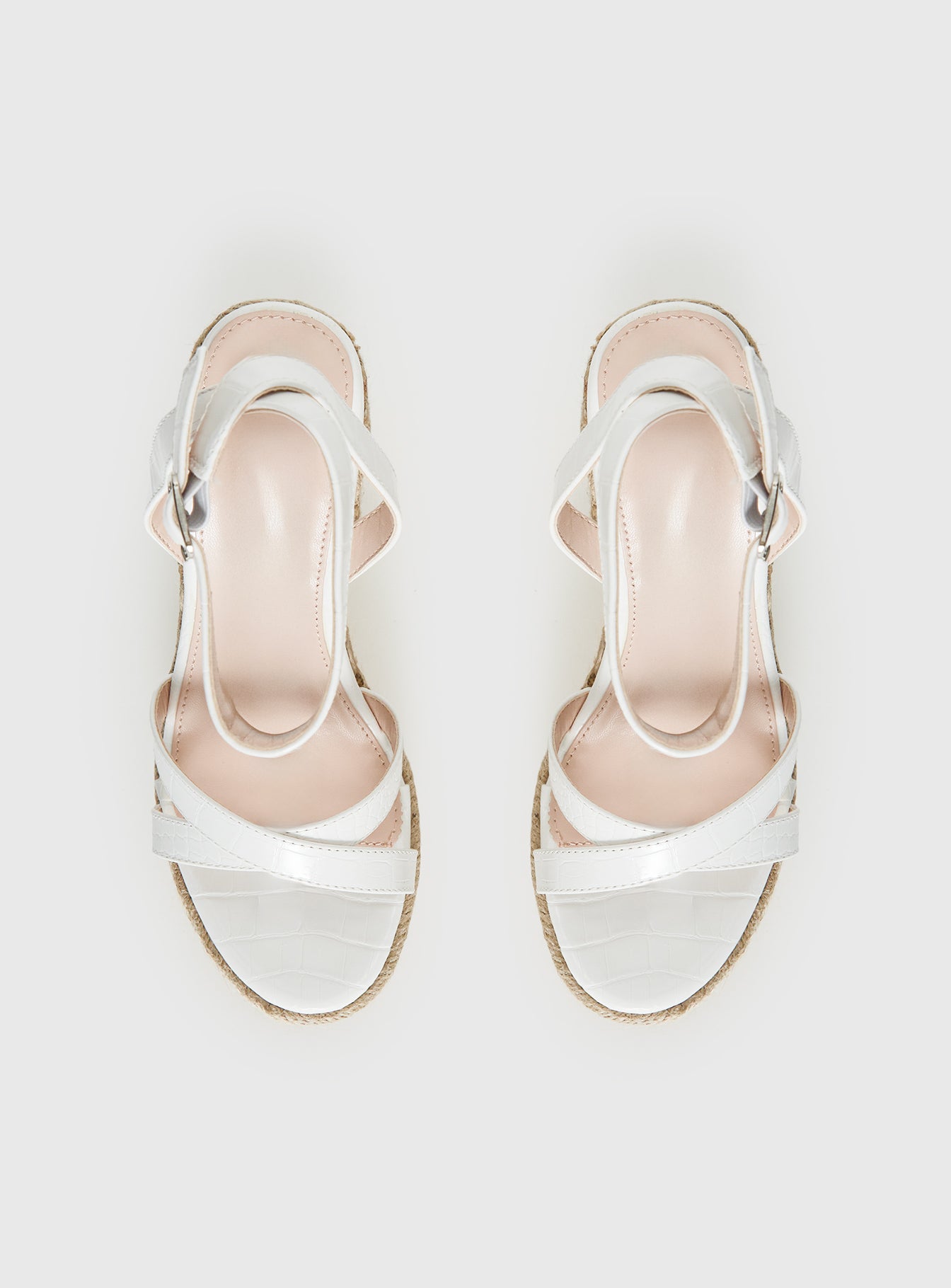 Jesper Espadrille Wedged Heels White Croc