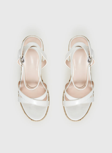 Jesper Espadrille Wedged Heels White Croc