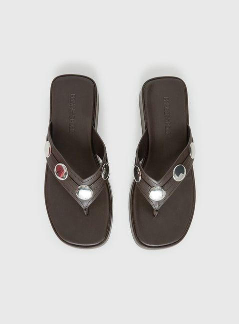 Paislee Stud Detail Sandals Brown