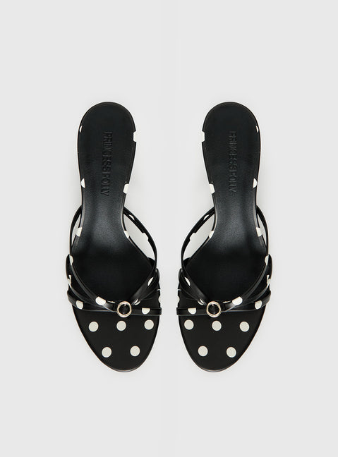 For The Rush Kitten Heels Black Polka