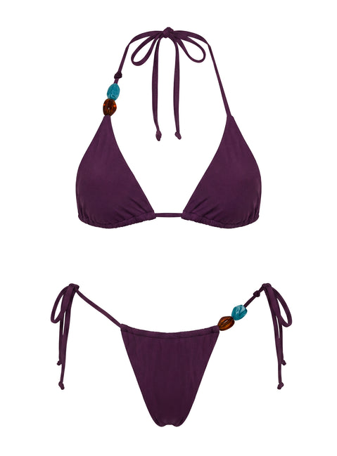 Nevaeh Beaded Triangle Bikini Top Purple