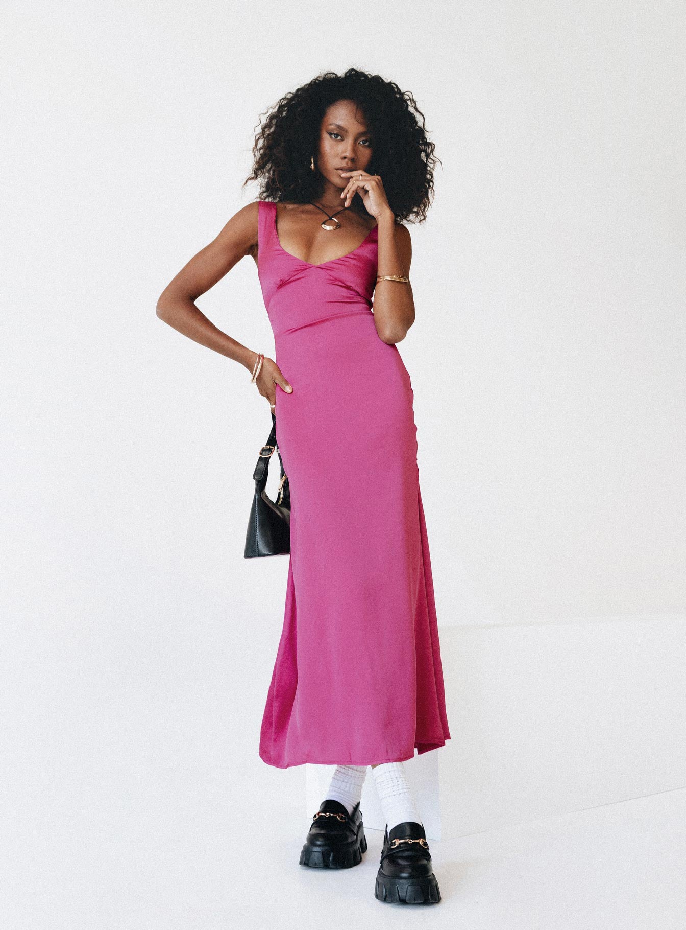 Sadie Pleated Dress (Fuchsia) – Fashion Trendyz
