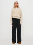 front view of model wearing Princess Polly Fireheart Zip Through Knit Sweater Beige Cropped 