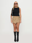   front view of model wearing Princess Polly Esposito Wrap Cargo Mini Skirt Brown Mini Skirts 